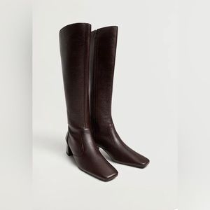 Mango Leather Boots with Tall Leg